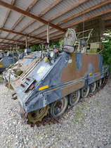 Ein M113 mit Mörserpeilradar M67 Green Archer Anfang Juni 2018 im Verteidigungs- und Garnisonsmuseum Aalborg.