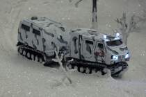 Ein Polarforschungsfahrzeug auf der Modellbahn  Grand Maket Rossia , St. Petersburg, 15.10.2017 