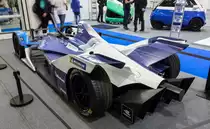 Formel E Rennwagen (Rückansicht), ausgestellt auf der  Auto Zürich , November 2018.