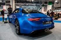 Rückansicht des modernen Renault Alpine A110. Foto  Auto Zürich, November 2018.