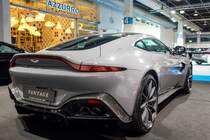 2018-er Aston Martin Vantage (Rückansicht), ausgestellt auf der Auto Zürich, November 2018.