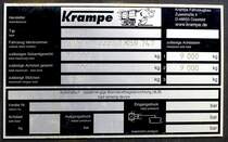 Krampe, Typenschild an einem LKW-Anhänger HP20, Juli 2017