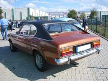 Heckansicht eines Ford Capri 1 2000GT, der Modelljahre 1972/1973. Aufgenommen auf einer Oldtimerveranstaltung in Rotenburg/Niedersachsen im September 2014.