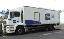 =MAN TGA als Kühlfahrzeug steht im Januar 2019 in Playa de las Americas zur Entladung