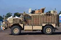 Der Ridgback ist ein geschütztes Patrouillenfahrzeug auf der Basis der Cougar-Familie. (Fairford, Juli 2018)