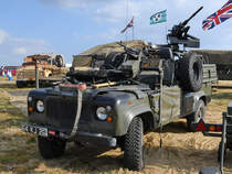 Ein Land Rover Defender als SAS-Fahrzeug Mitte Juli 2018 in Fairford.