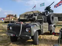 Ein Land Rover Defender als SAS-Fahrzeug Mitte Juli 2018 in Fairford.