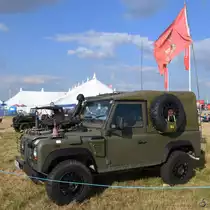 Ein Land Rover Defender Mitte Juli 2018 in Fairford.