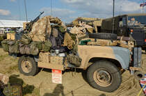 Ein Land Rover Defender als SAS-Fahrzeug Mitte Juli 2018 in Fairford.