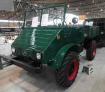 =Unimog 411, steht bei den Retro Classics in Stuttgart, 03-2019