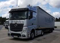 =MB Actros der Spedition WELTZIEN rastet in Mai 2019 an der A 7