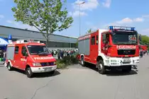 Feuerwehr Heppenheim Mitte Mercedes Benz Sprinter KLAF (Florian Heppenheim 1/20-1) und MAN TGM LF 30/30 (Florian Heppenheim 01/46-01) am 01.05.19 beim Tag der offenen Tür 