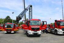 Merck Werkfeuerwehr Rosenbauer ULF mit Löscharm am 26.05.19 beim Kreisfeuerwehrtag in Michelstadt (Odenwald)