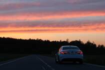 Alfa Romeo Giulia im Sonnenuntergang des 6.5.2018 beim Industriegebiet Lannach.