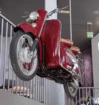=DKW Hobby, Bj. 1955, 74 ccm, 3 PS, hängt an der Decke im Audi-Museum Ingolstadt, 04-2019