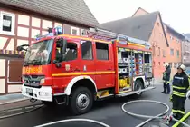 Feuerwehr Hanau Mittelbuchen Mercedes Benz Atego HLF10 am 20.06.19 bei einer Großübung in Bruchköbel 