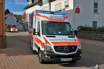 DRK OV Hanau Mercedes Benz Sprinter RTW am 20.06.19 bei einer Großübung in Bruchköbel 