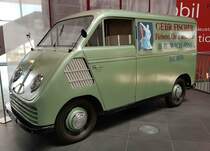 =DKW F 89L Schnellaster, Bj. 1950, 20 PS, 684 ccm, steht im Audi-Museum Ingolstadt im April 2019. Das ausgestellte Modell war bis Dezember 1977 in Betrieb und wurde danach originalgetreu restauriert.