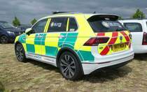 =VW Tiguan von  eliteems  aus Großbritannien steht auf dem Besucherparkplatz der Rettmobil 2019 in Fulda, 05-2019