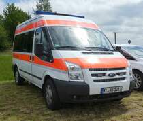 =Ford Transit aus dem LK Flensburg steht auf dem Besucherparkplatz der Rettmobil 2019 in Fulda, 05-2019