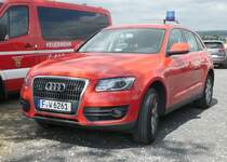 =Audi Q 5 Kommandowagen der Feuerwehr FRANKFURT, steht auf dem Besucherparkplatz der Rettmobil 2019 in Fulda, 05-2019