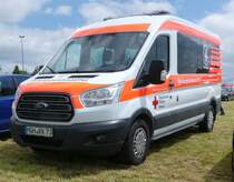 =Ford Transit vom DRK KV BAD MERGENTHEIM, abgestellt auf dem Besucherparkplatz der Rettmobil 2019 in Fulda, 05-2019