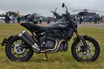 Eine Indian FTR 1200 war Anfang Juli 2019 in Fairford zu entdecken.