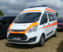 =Ford Transit vom DRK OV St. WENDEL, steht auf dem Besucherparkplatz der Rettmobil 2019 in Fulda, 05-2019