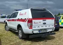=Ford Ranger der Johanniter RV RHEIN.-/OBERBERG, abgestellt auf dem Besucherparkplatz der Rettmobil 2019 in Fulda, 05-2019