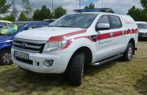 =Ford Ranger der Johanniter RV RHEIN.-/OBERBERG, abgestellt auf dem Besucherparkplatz der Rettmobil 2019 in Fulda, 05-2019