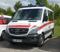 =MB Sprinter vom DRK KV MARBURG-GIESSEN, gesehen auf dem Besucherparkplatz der Rettmobil 2019 in Fulda, 05-2019
