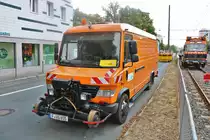 VGF Mercedes Benz Vario mit Zweiwegeeinheit am 03.08.19 in Frankfurt am Main von einen Gehweg aus fotografiert