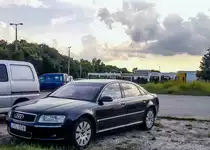 Audi A8, aufgenommen in Pécs (HU), Juli, 2019.