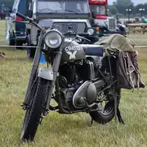 Ein 1941 gebautes Militärmotorrad vom Typ G3/L des britischen Herstellers Matchless. (Fairford, Juli 2019)