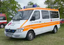 =MB Sprinter vom DRK OV PLETTENBERG, abgestellt auf dem Besucherparkplatz der Rettmobil 2019 in Fulda, 05-2019