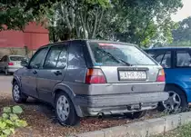 VW Golf II, fotografiert in Pecs (HU), Juli, 2019.