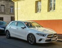 2018-er Mercedes-Benz A-Klasse. Foto: Pecs (HU), Juli, 2019.