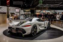 Koenigsegg Jesko, ausgestellt auf dem Autosalon Genf, 2019.