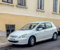 Peugeot 307, fotografiert in Pecs (HU), Juli 2019.