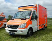 =MB Sprinter Rettungswagen steht zum Verkauf, gesehen auf einer Sonderausstellungsfläche anl. Rettmobil im Mai 2019