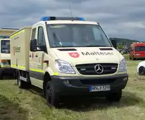=MB Sprinter als Gerätewagen des Malteser-Hilfsdienstes steht auf dem Parkplatz der RettMobil im Mai 2019