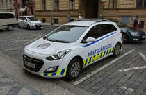Hyundai I30 Polizeiwagen (5AC-4026) in Prag. Aufgenommen am 25.08.2018.