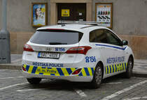 Hyundai I30 Polizeiwagen (5AC-4026) in Prag. Aufgenommen am 25.08.2018.