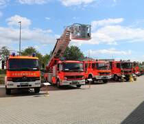 Feuerwehr Langenselbold Mercedes Benz Atego LF10, Atego DLK, Atego LF20 und das neue MAN TGM StlF am 18.08.19 beim Tag der offenen Tür 