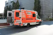 Malteser Mercedes Benz Sprinter RTW am 14.09.19 in Frankfurt Osthafen 