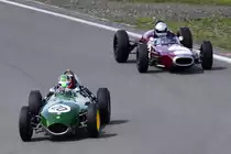 Rennen 6: Historic Grand Prix Cars bis 1965, am Samstag 10.8.19 beim 47. AvD - Oldtimer Grand Prix 2019 / Nürburgrin, 20 Folch-Rusinol, Joaquin (ESP)Lotus 16 365 (1959), 7 Blees, Max (Aachen)Brabham BT7A (1963)