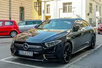 Mercedes-Benz CLS AMG mit Sonderkennzeichen in Pécs (HU), Sommer, 2019.