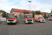 Feuerwehr Aschaffenburg Mercedes Benz Atego HLF,Arocs TLF 4000 und Sprinter GW-L am 29.09.19 beim Tag der offenen Tür