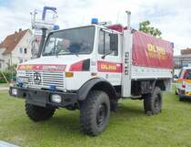 =Unimog der DLRG OV Bad Hersfeld steht auf der Präsentationsfläche der Rettungs- und Hilfsdienste, gesehen im Juni 2019 beim Hessentag in Bad Hersfeld