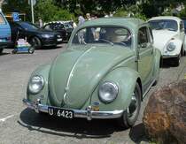 =VW Brezelkäfer aus Dänemark steht auf dem Ausstellungsgelände in Bad Camberg anl. LOTTERMANN-Bullitreffen im Juni 2019